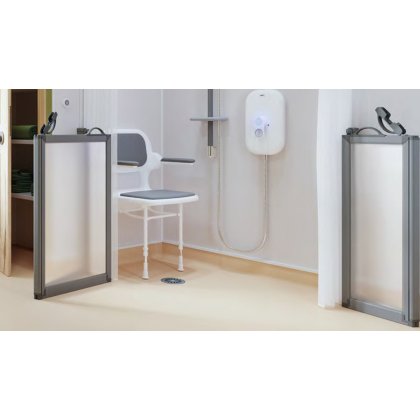 Half Height Shower Doors, Silver Frames, PET Glazing