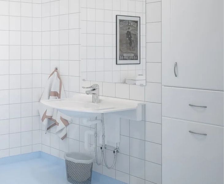 Granberg Basicline 406 gas assisted manually height adjustable washbasin