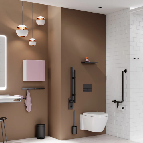 Contemporary accessible bathroom using HEWI System 900 products