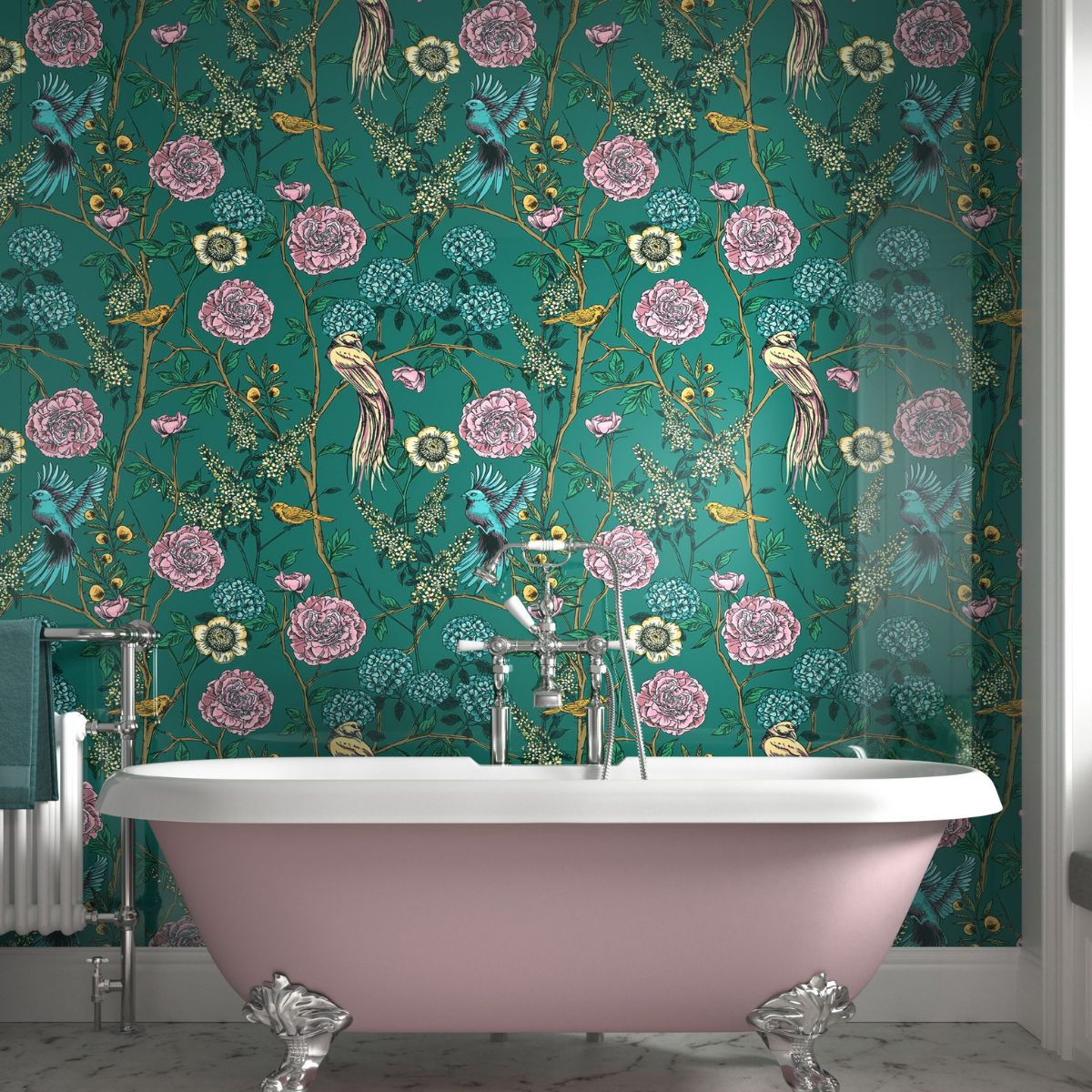 Gloss coloured acrylic bathroom wall panel