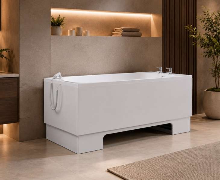 Accessible walk-in bath in a modern bathroom